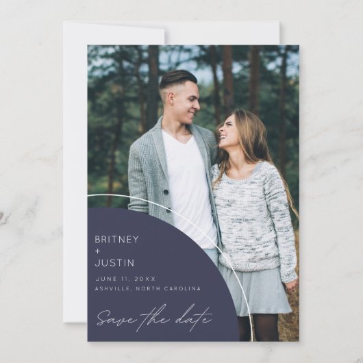 QR Code Two Photo Modern Wedding  Save The Date (Voorkant)