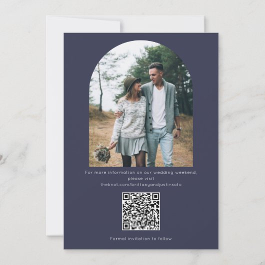 QR Code Two Photo Modern Wedding  Save The Date (Achterkant)