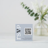 QR-code Typografie Dusty Blue Wedding Online RSVP Informatiekaartje (Staand voorkant)