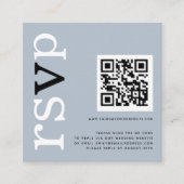 QR-code Typografie Dusty Blue Wedding Online RSVP Informatiekaartje (Voorkant)