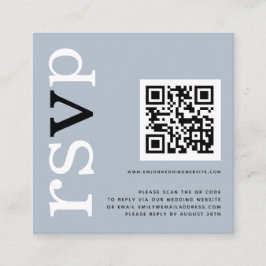 QR-code Typografie Dusty Blue Wedding Online RSVP Informatiekaartje