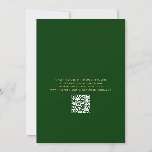 QR-code Typografie Green Wedding Kaart (Achterkant)