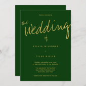 QR-code Typografie Green Wedding Kaart (Voorkant / Achterkant)