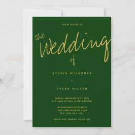 QR-code Typografie Green Wedding Kaart