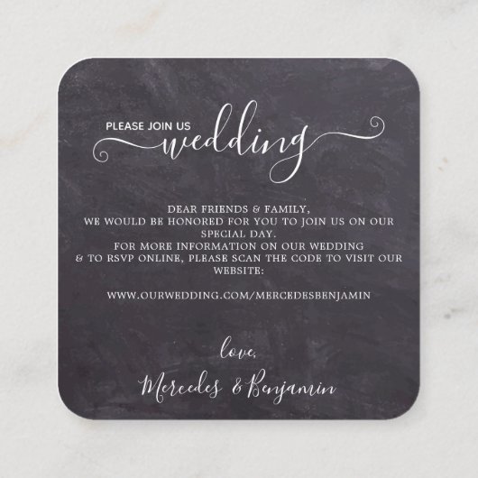 QR-code Uitnodiging voor botanische bruiloft Informatiekaartje (Achterkant)