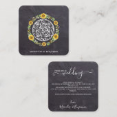 QR-code Uitnodiging voor eenvoudige zonnebloempjes Informatiekaartje (Voorkant / Achterkant)