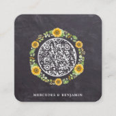 QR-code Uitnodiging voor eenvoudige zonnebloempjes Informatiekaartje (Voorkant)