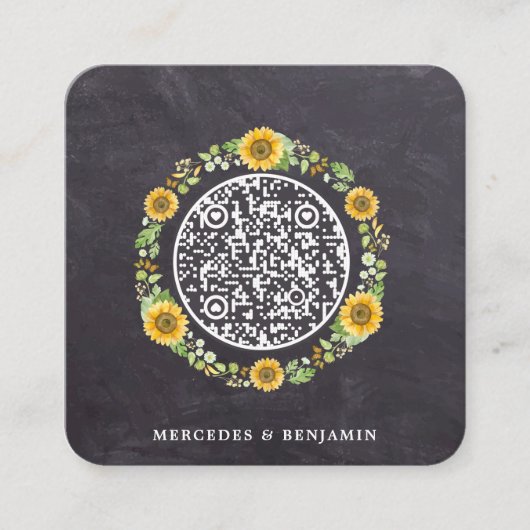 QR-code Uitnodiging voor eenvoudige zonnebloempjes Informatiekaartje (Voorkant)