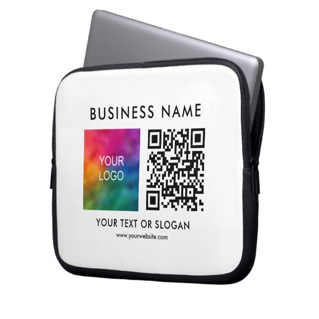 QR-code Upload Business Logo hier stijlvolle Sjabl Laptop Sleeve (Voorkant Links)