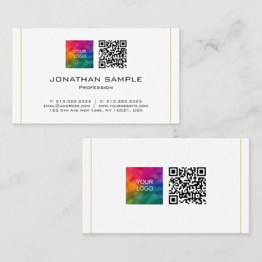 QR Code Upload Corporate Logo Professional Elegant Visitekaartje (Voorkant / Achterkant)