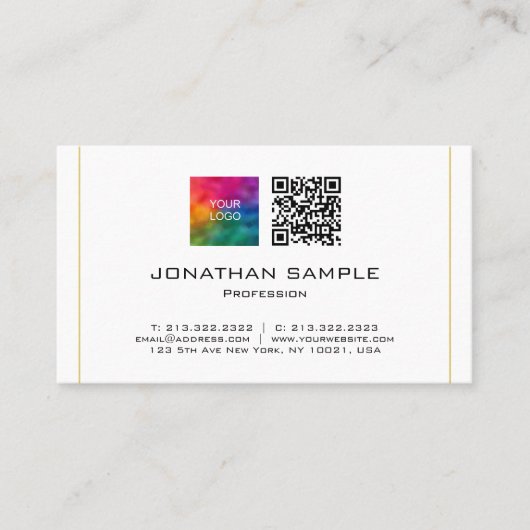 QR Code Upload Corporate Logo Professional Elegant Visitekaartje (Voorkant)