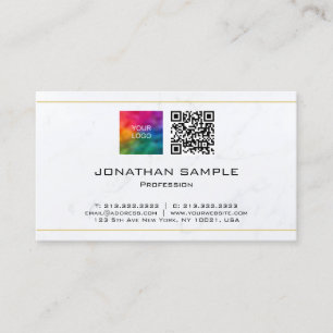 QR Code Upload Corporate Logo Wit Marmer Goud Visitekaartje
