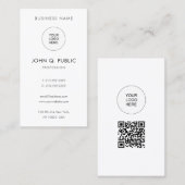 QR Code Upload Logo Modern Elegant Eenvoudig Verti Visitekaartje (Voorkant / Achterkant)
