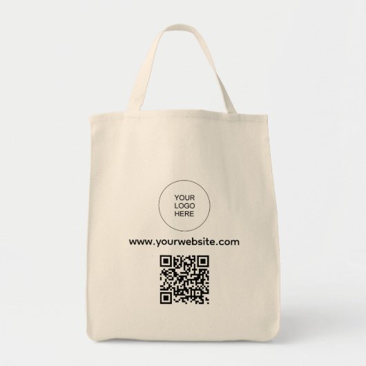 QR code Upload uw Logo website adres Natural Tote Bag (Voorkant)