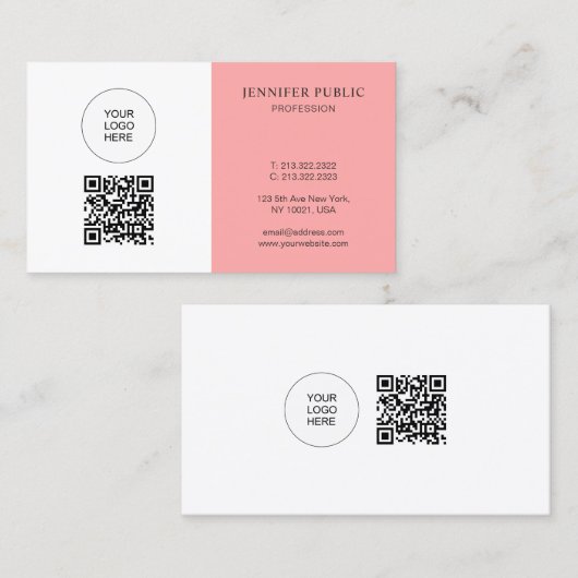 QR Code Upload Your Logo Here Professional Visitekaartje (Voorkant / Achterkant)
