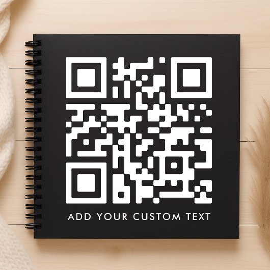 QR-code upload | Zwart Minimalistisch Eenvoudig Sc Notitieboek