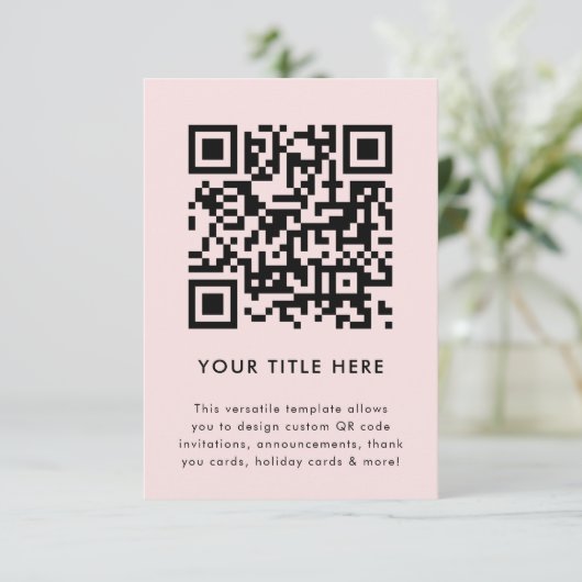 QR-code uploaden | Blush Pink Modern minimalist Kaart (Staand voorkant)