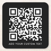 QR-code uploaden | Zwarte minimalistische eenvoudi Kartonnen Onderzetters (Voorkant)