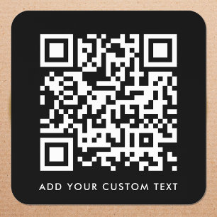 QR-code uploaden   Zwarte minimalistische eenvoudi Vierkante Sticker