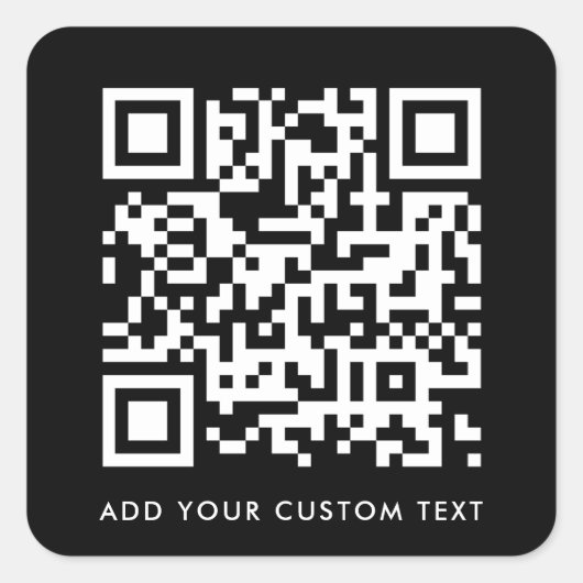 QR-code uploaden | Zwarte minimalistische eenvoudi Vierkante Sticker (Voorkant)