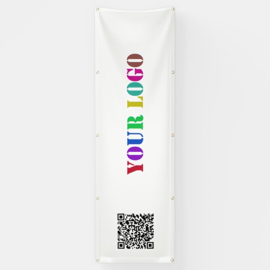 QR-code URL en Logo Business Promotion Banner (Verticaal)