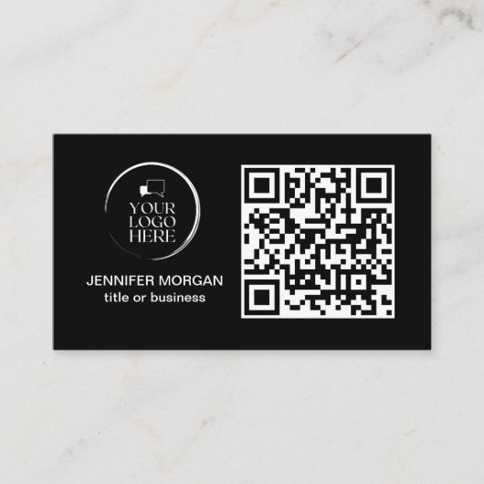 QR CODE uw logo aangepast professioneel modern zwa Visitekaartje (Voorkant)