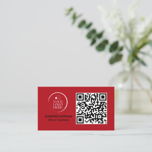QR CODE uw logo aangepaste professional modern roo Visitekaartje (Staand voorkant)