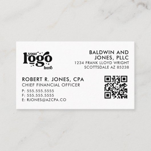 QR Code Uw Logo Gewoon Wit Generisch Ontwerp Visitekaartje (Voorkant)