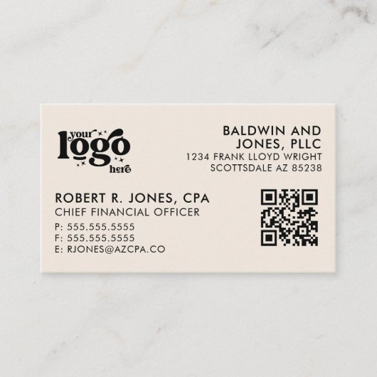 QR Code Uw Logo Gewoon Wit Generisch Ontwerp Visitekaartje (Voorkant)