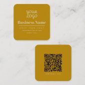 QR Code & Uw Logo Retro-Modern Donker & Licht Goud Vierkante Visitekaartje (Voorkant / Achterkant)