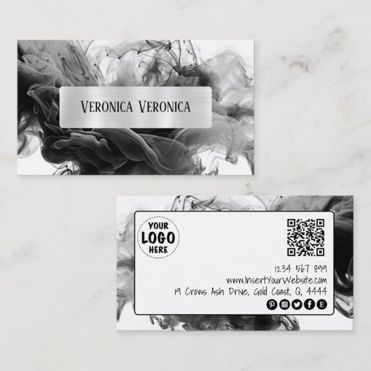 QR Code Uw Logo Smokey Gothic Social Media Visitekaartje (Voorkant / Achterkant)