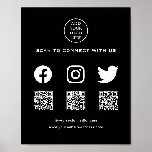 QR Code Uw Logo Volg Scan Me Maak Contact Met Ons Poster (Voorkant)