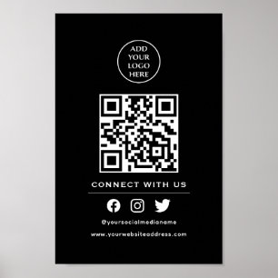 QR Code Uw Logo Volg Scannen om contact met ons op Poster