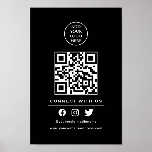 QR Code Uw Logo Volg Scannen om contact met ons op Poster (Voorkant)
