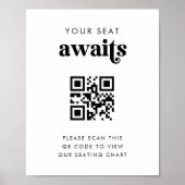 QR Code Uw Stoel Wacht Trouwstoelindeling Poster (Voorkant)