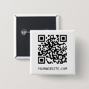 QR-code Uw webpagina-link Vierkante Button 5,1 Cm