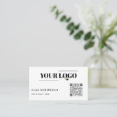 QR-code Uw zakelijke Logo Aangepast wit Visitekaartje (Staand voorkant)