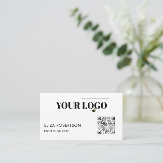 QR-code Uw zakelijke Logo Aangepast wit Visitekaartje (Staand voorkant)