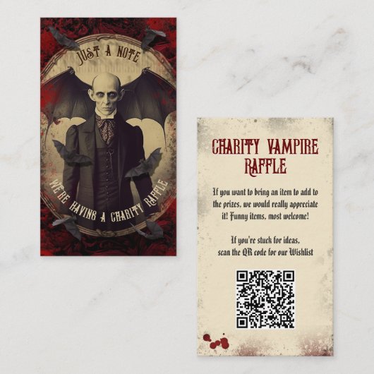 QR Code Vampier Raffle  Dracula's Halloween Informatiekaartje (Voorkant / Achterkant)