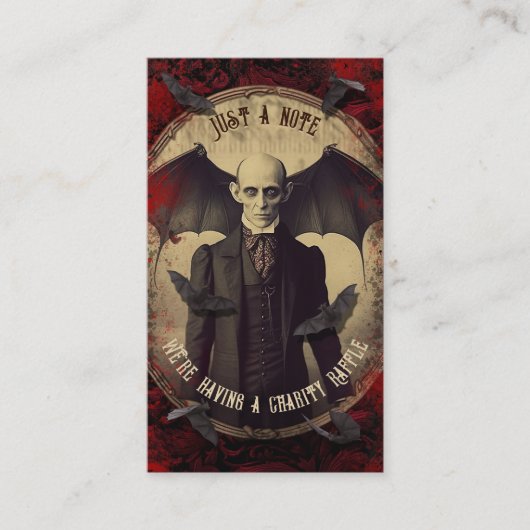 QR Code Vampier Raffle  Dracula's Halloween Informatiekaartje (Voorkant)