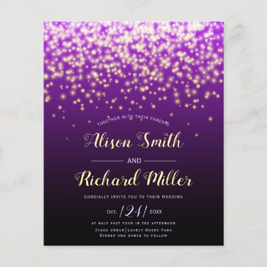 QR-code van de BEGROTING Licht paarse trouwuitnodi (Voorkant)