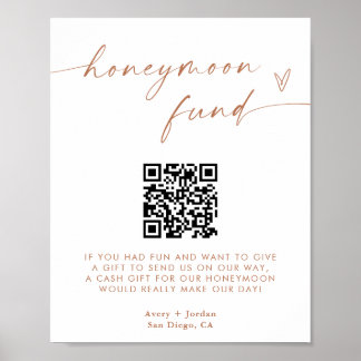 QR-code van het Honeymoon Fund, minimalistisch huw Poster