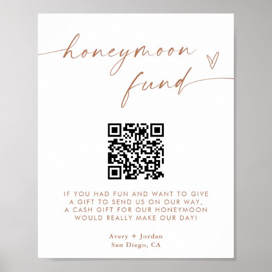 QR-code van het Honeymoon Fund, minimalistisch huw Poster (Voorkant)