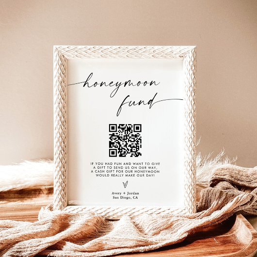 QR-code van het Honeymoon Fund, minimalistisch huw Poster