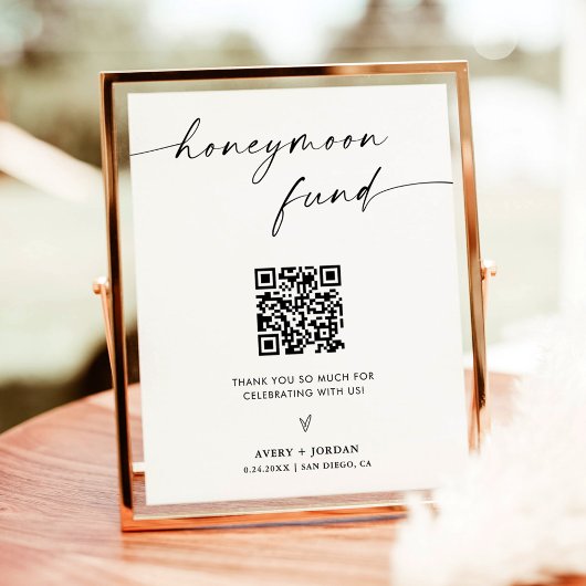 QR-code van het Honeymoon Fund, minimalistisch huw Poster