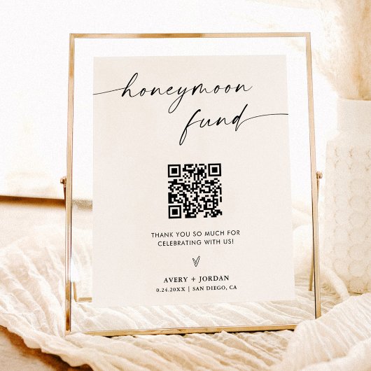 QR-code van het Honeymoon Fund, minimalistisch huw Poster
