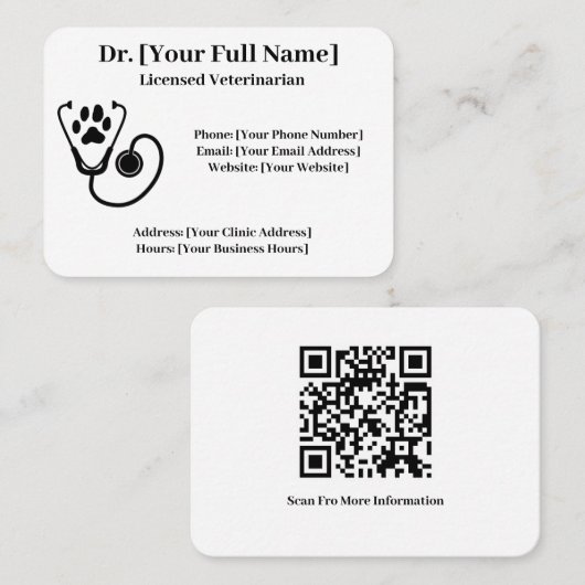 QR-code van het Veterinair Visitekaartje (Voorkant / Achterkant)