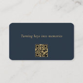 QR Code Vastgoedmakelaar Navy Blauwe Goud Visitekaartje (Achterkant)