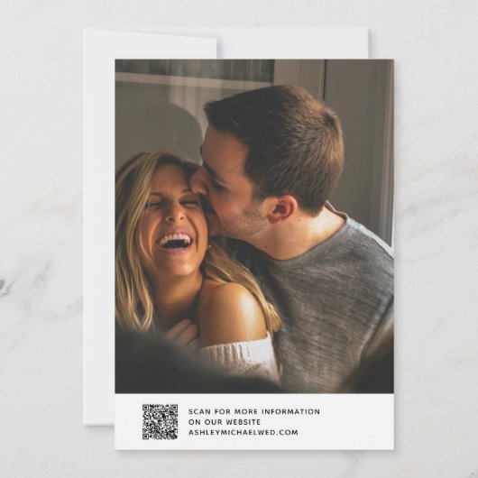 QR Code Vellum Overlay Modern Script 2 Foto Save The Date (Achterkant)