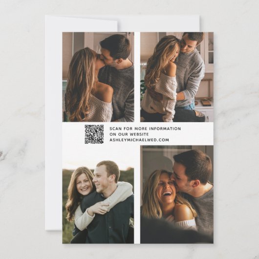 QR Code Vellum Overlay Modern Script 5 Foto Save The Date (Achterkant)